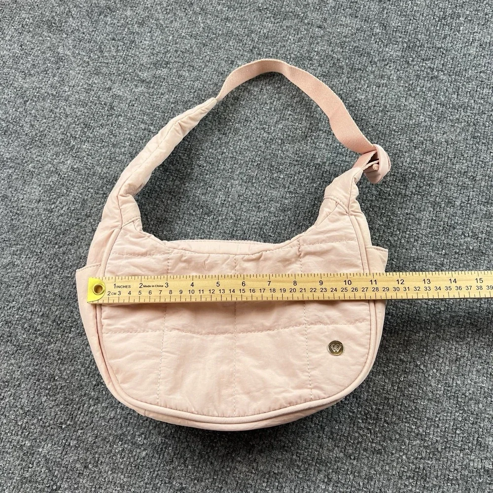 Westbronco Blush Pink Quilted Mini Hobo Bag Zip Top Adjustable Strap‎ W Logo